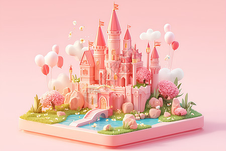 童话粉色粘土城堡图片