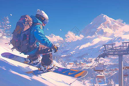 滑雪者在雪地上滑雪图片