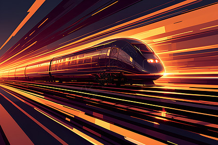 夜幕下的高速列车图片