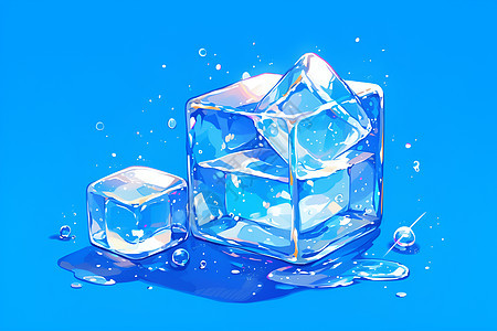 冰块下的水滴图片