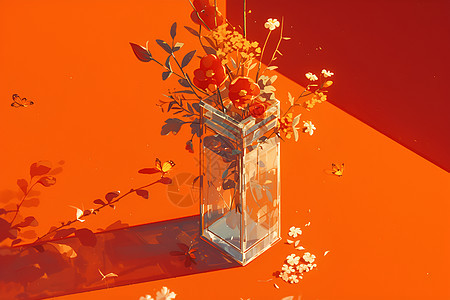 玻璃花瓶里的花朵图片