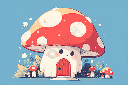 蘑菇屋插画背景图片