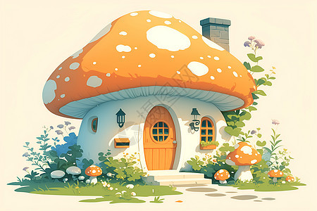 仙境中的蘑菇小屋图片