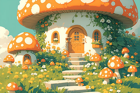 童话世界中的蘑菇小屋图片