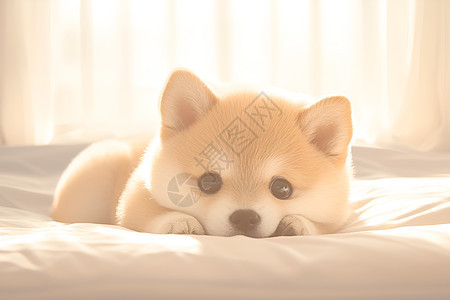 床上的小狗图片