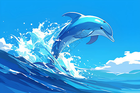 波涛中的海豚图片