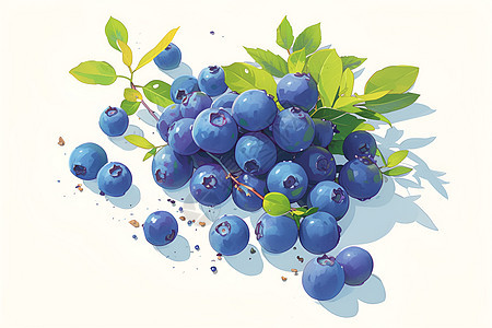 鲜美蓝莓插画图片