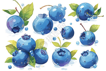 手绘蓝莓插画图片