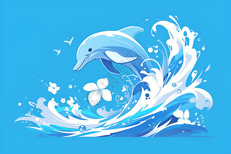 浪花里的海豚图片