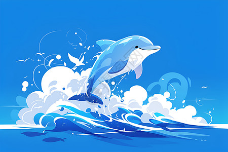 海面嬉戏的海豚图片