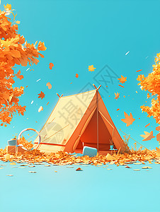 秋日林间帐篷图片