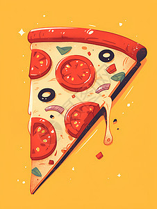 彩色背景上的披萨图片