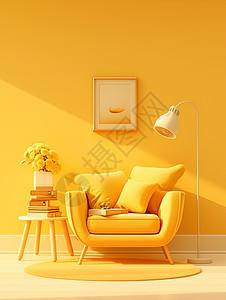 悠闲黄色的客厅图片