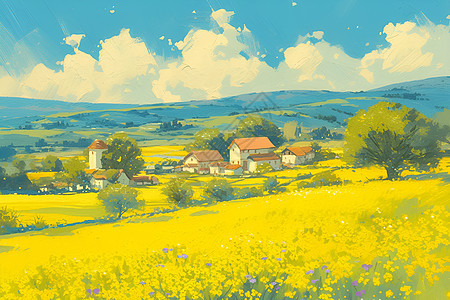 乡村画卷风景图片