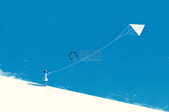 飞翔蔚蓝天空中的风筝图片