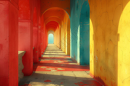色彩斑斓的长廊图片