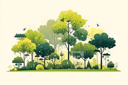 翠绿树木插图图片