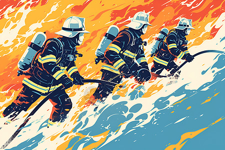 英勇救火的消防员图片