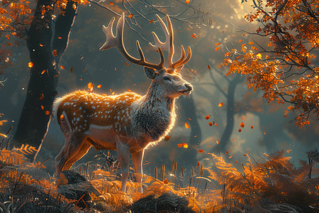 森林中的一只鹿图片