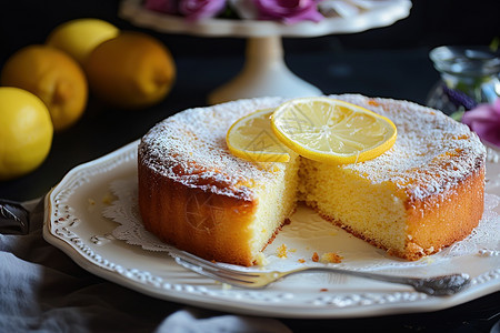 蛋糕上的切片柠檬图片