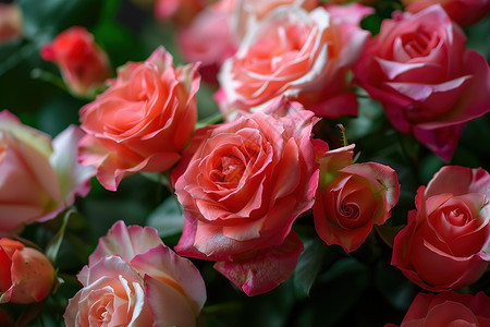 粉白玫瑰花束图片
