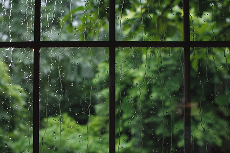 窗上的雨滴图片