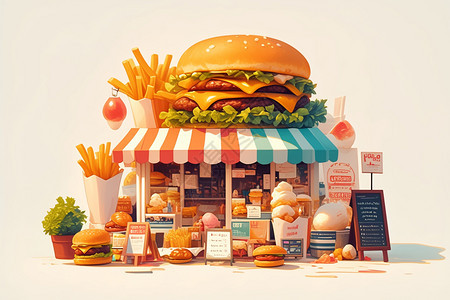 汉堡形状的店面图片