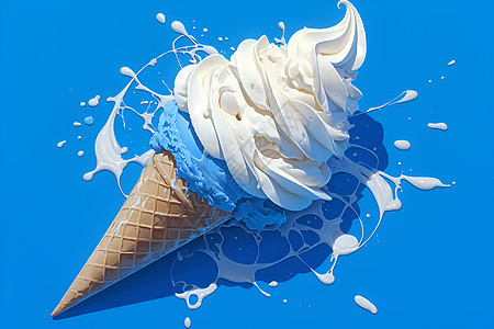蓝色背景上的冰淇淋图片