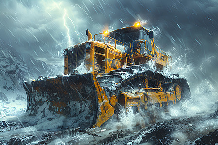 风暴中的巨大推土机背景图片