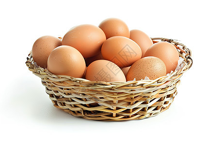 白底篮子里的鸡蛋图片