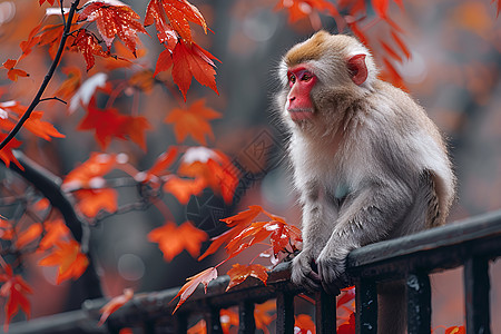 白猴观秋景图片