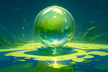 水中的玻璃球图片