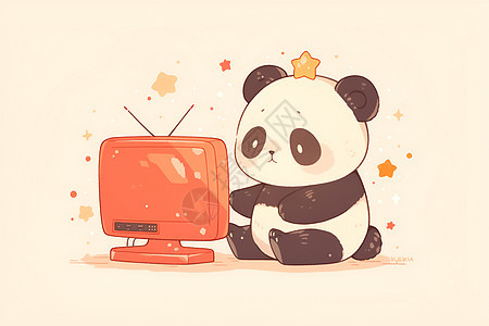熊猫在看电视图片