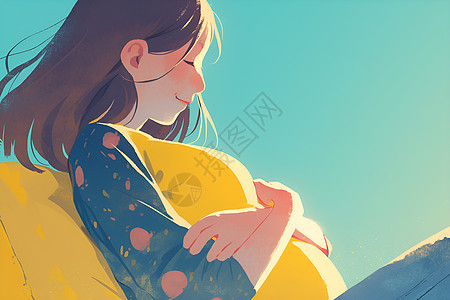 怀孕的女人插画图片