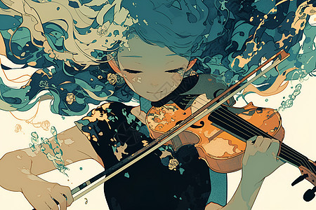 优雅女孩弹奏小提琴图片