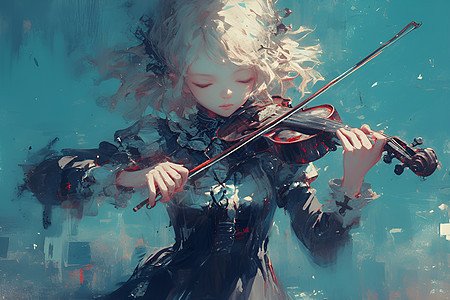 少女弹奏小提琴图片