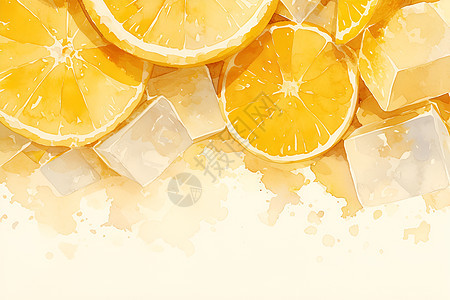 水彩柠檬插画图片