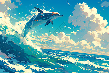 大海里的美丽海豚图片