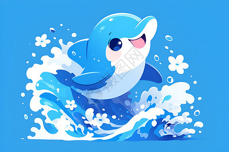 蓝白配色的卡通海豚图片
