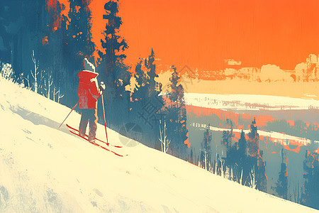 雪坡上的滑雪者图片
