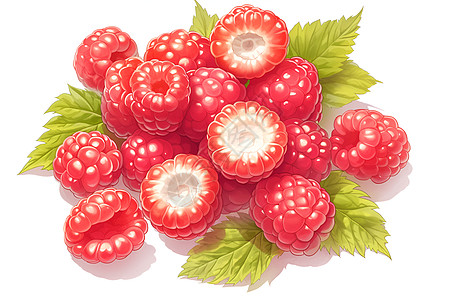 健康的红色树莓图片