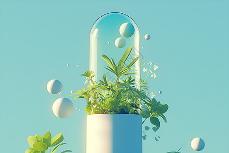 玻璃球中的植物图片