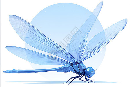蓝色蜻蜓飞翔在蓝天下图片