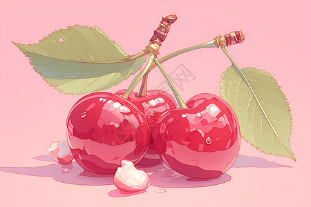 樱桃的艺术插图图片