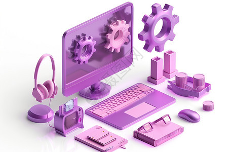 紫色屏幕的电脑图片