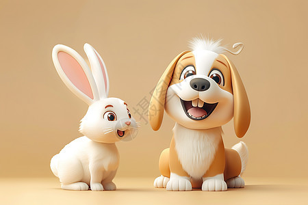 卡通狗和兔子图片