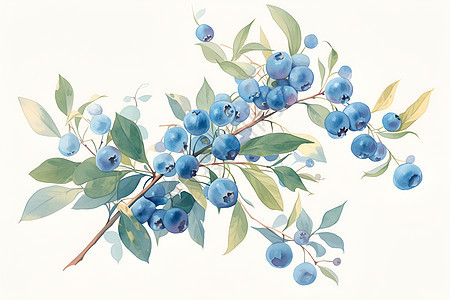 蓝莓水彩插画图片