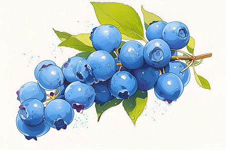 清新蓝莓艺术插图图片