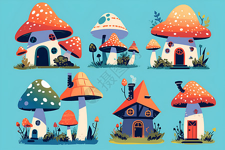 童话世界中的奇幻蘑菇屋图片