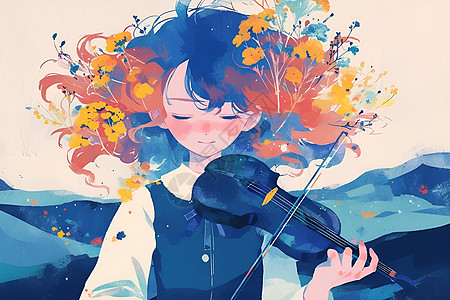 可爱的小提琴女孩图片